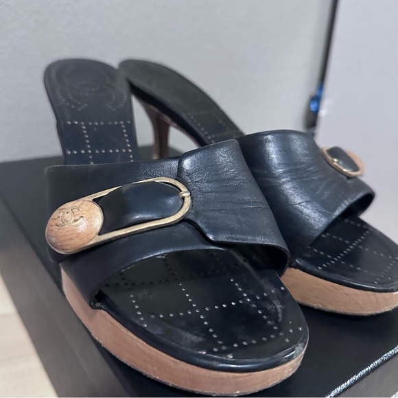Authentic Chanel Wooden Mules with Chanel Box - Picture 6 of 13